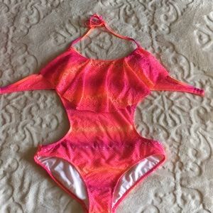Neon pink and purple monokini